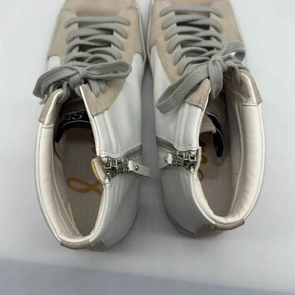Sam Edelman Avon High-Top Leather & Suede Sneakers in White Size 8.5